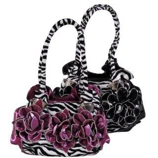   Roomy Dark Purple Raised 3d Zebra Print Flower Purse Handbag: Clothing