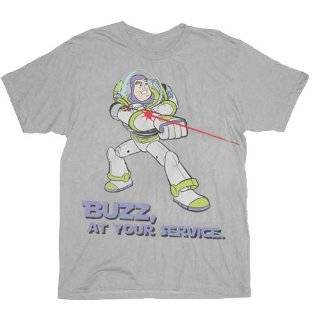 Toy Story Buzz Lightyear At Your Service Silver Adult T shirt Tee