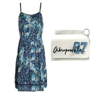 Aeropostale Womens; Juniors Navy Night Floral Woven Dress and Pearl 