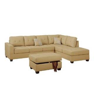  Leather Sectional Sofa Set   5 Piece in White Leather 