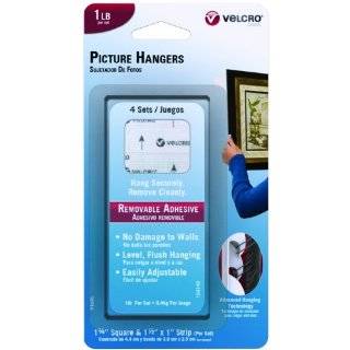 Velcro Brand Removable Picture Hangers, 3 Inch x 1 Inch strips, White 
