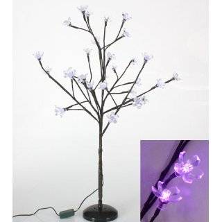   Garden LED Lighted Purple Cherry Blossom Flower Tree Branch Spray
