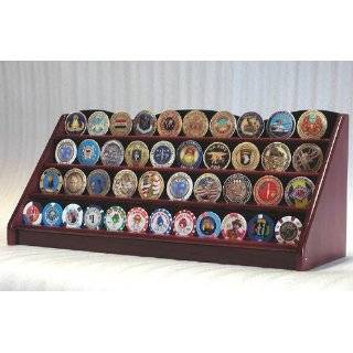 Rows Challenge Coin / Casino Chip Display Rack Holder Stand  Cherry 