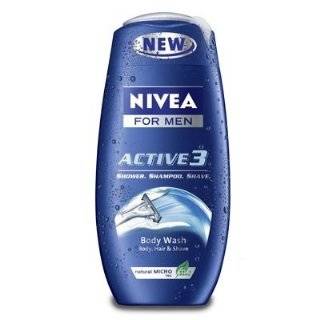 Nivea for Men Active 3 Body Wash Body, Hair & Shave Bath And Shower 