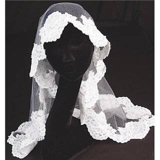 White Illusion Tulle Mantilla Veil for Wedding Ceremonies, First 