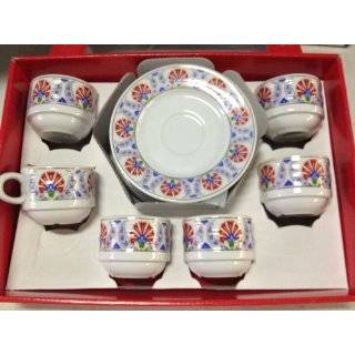 Turkish Coffee Cups and Saucers for Six in A Gift Box  