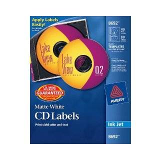 Avery CD Labels, Matte White, 40 Disc Labels and 80 Spine Labels (8692 