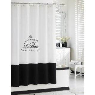 Black French Toile Kids Bathroom Fabric Bath Shower Curtain:  