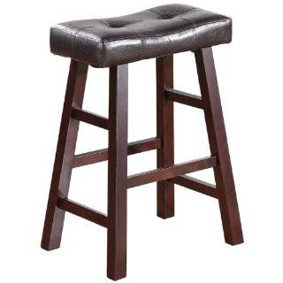   Series Counter Stool   24H   in Dark Cherry Finish with Faux Leather