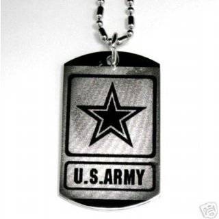  U.S. Army Star Dog Tag Pewter Pendant Necklace: Jewelry