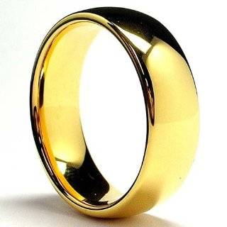  7MM Mens 14K Gold Plated Stainless Steel Ring Size 9 