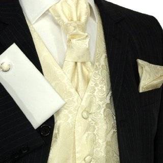   Set Champagne 5pcs Tuxedo Vest + Necktie + Ascot + Hanky + 2 Cufflinks