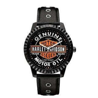 Harley Davidson® Bulova Mens Oil Can Watch. Black body stainless 