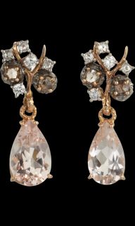 Federica Rettore Pink Morganite & Diamond Drop Earrings