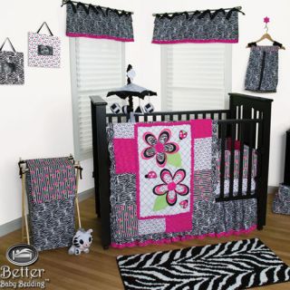 Trend Lab Baby Girl Hot Pink Zebra Print Babies Crib Nursery Quilt Bedding Set