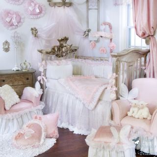 Glenna Jean Baby Girl Pink White Luxury Crib Nursery Bedding Designer Quilt Set
