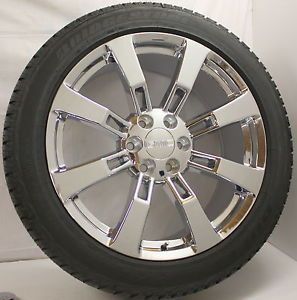 New Chrome 22 inch 8 Spoke GMC Sierra Yukon Denali Wheels Rims Tires Sensors