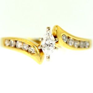 14k Yellow Gold Marquise Diamond Ring
