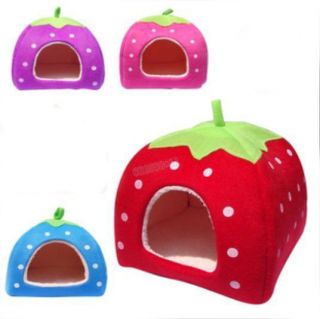 Warmly Beauty Lovely Soft Strawberry Pet Cat Dog Kennel Bed Mat House 4 Colors