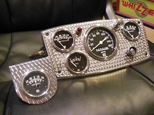 Vintage Stewart Warner 4 Gauge Panel Instrument Cluster SW Speedometer Hot Rod