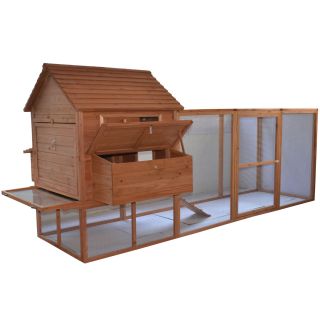 Deluxe Pawhut Large Backyard Wood Chicken Coop Hen House Pet Mansion 