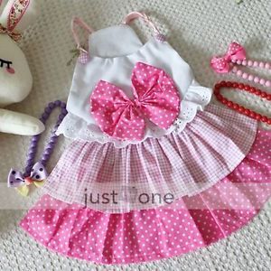 Lovely Cute Sweet Bow Girl Dog Pet Apparel Dress Clothes Costume Skirt Pink XL