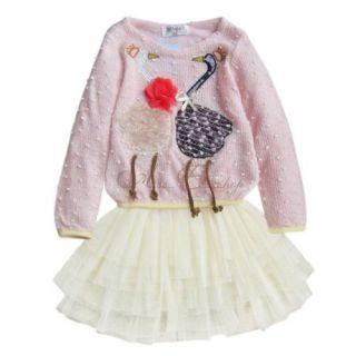 1pc Kids Baby Girls Swan Dress Knit Top Tulle Skirt Tutu Costume Outfit Sz 2 3 4