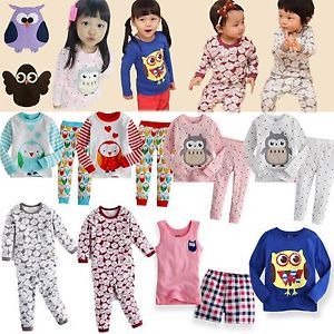 Baby Toddler Kids Girl Boy Clothes Sleepwear Pajama Top Shirt Outfits "Owl"