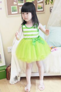 Green Toddler Baby Girls Sundress Kids Tutu Dress Skirt Clothes 3 4Year NL23