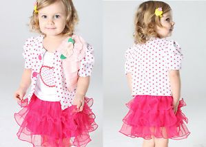 3pcs Baby Girls Kids Coat Top Skirt T Shirt Dress Tutu Outfit Sets Suits Clothes