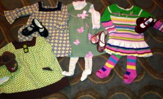 Baby Girl Clothes 18 Month Dresses Shoes Tights Lot EUC