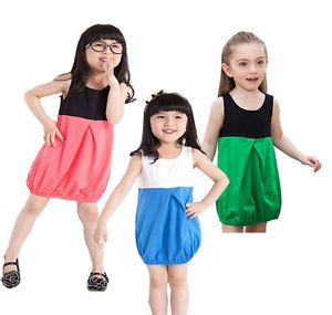 Girls Kids Toddler Party Lantern Dress 2 7Y Red Blue Green Summer Casual Clothes
