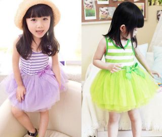 Toddlers Baby Girls Kids Colourful Sleeveless Clothes Baby Tutu Dress Skirt 2 8T