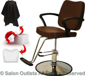 Hydraulic Brown Leatherette Barber Chair Styling Hair Beauty Spa Salon Equipment