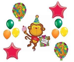 3rd Birthday Party Monkey Balloons Jungle Circus Supplies Animal Zoo 