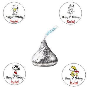 120 Snoopy Dog Custom Birthday Party Baby Shower Kiss Personalized Labels Favors