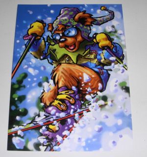 Grateful Dead Skiing Bear Blank Christmas Card 1996 by Liquid Blue