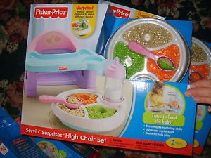 New Fisher Price Servin' High Chair Set Baby Food Preschool Toy Kitchen Mom