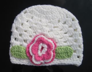 Cute Fashion Crochet Handmade Flower Knit Kufi Beanie Hat Cap Baby Girl Gift New
