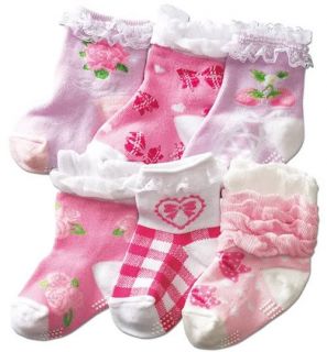 6 Pairs Baby Toddler Kids Girls Nonskid Child Socks Anti Slip Ruffle Lace 12M 2T