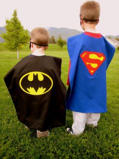 Superman Batman Super Hero Cape Boys Mask Costume Blue