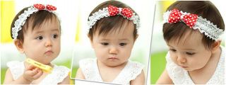 Hot Cute Toddler Baby Girl Elastic Lace Flower Bow Hair Elastic Band Headband