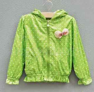 New Kids Toddlers Girls Lovely Dots Long Sleeve Rain Proof AGE3 7Y Coats Jackets