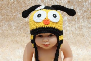 New Cute Cotton Handmade Baby Knit Crochet Bee Hat Cap Newborn Photo Prop Gift