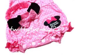 Baby Girl Minnie Mouse Polka Dots All in One Jumpsuit 2 Pcs Set Headband NB 24M