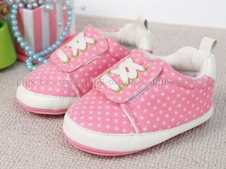 New Toddler Baby Girl Pink Dots Hard Sole Sneakers Shoes 6 9 Months A999