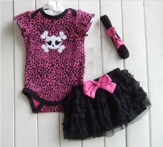 Baby Girl Skull Tutu Dress Skirt Girls Princess Outfit Summer Black Punk Gothic