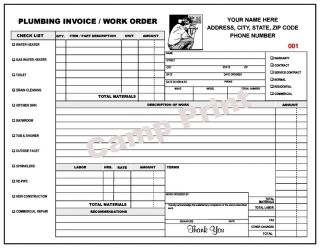 Plumbing Work Order Invoice 2 Part Carbonless