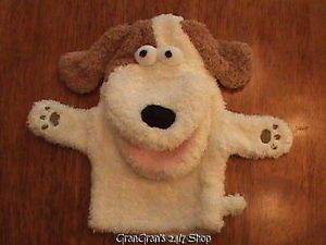 Pottery Barn Kids Puppy Dog Hand Puppet Soft Terry Plush Animal Doll Toy 9"