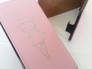 iPhone 4 Betty Boop Genuine Leather Pink Flip Phone Case Cover Five Apple 4S